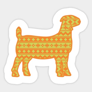 Show Goat with Orange & Green Southwest Aztec Pattern Sticker